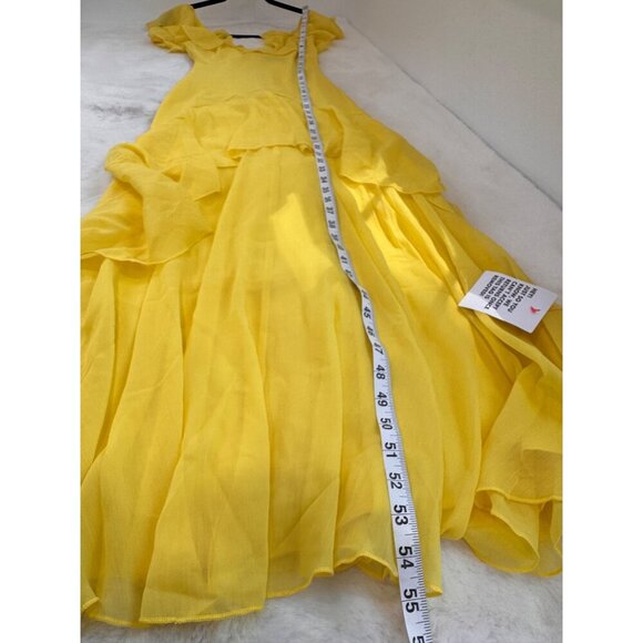 New ASOS Design Women's Size US 2 Yellow Ruffled Maxi Dress With Layered Skirt - Picture 5 of 11
